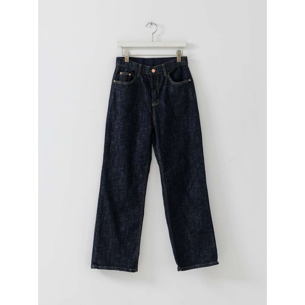 VENUSY｜正韓🇰🇷 - 𝟫𝟪%棉 防褪色✓ 韓國女裝｜深藍直筒彈力牛仔褲 韓國牛仔褲-細節圖10