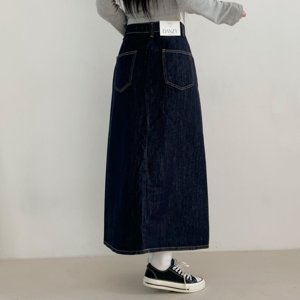 【不褪色】ᴠɴ｜正韓🇰🇷 - 純棉舒適親膚☀ 韓國女裝｜純棉寬鬆隧道斜切超長牛仔裙-細節圖7