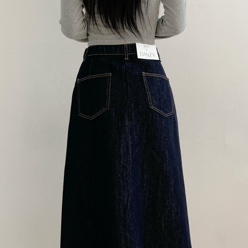 【不褪色】ᴠɴ｜正韓🇰🇷 - 純棉舒適親膚☀ 韓國女裝｜純棉寬鬆隧道斜切超長牛仔裙-細節圖11