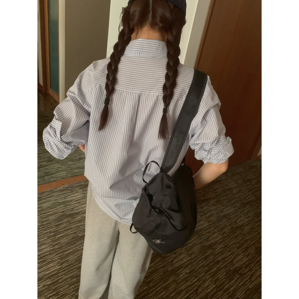 VENUSY｜正韓🇰🇷 - 韓國女裝｜棉質線條長袖襯衫 韓國襯衫-細節圖8