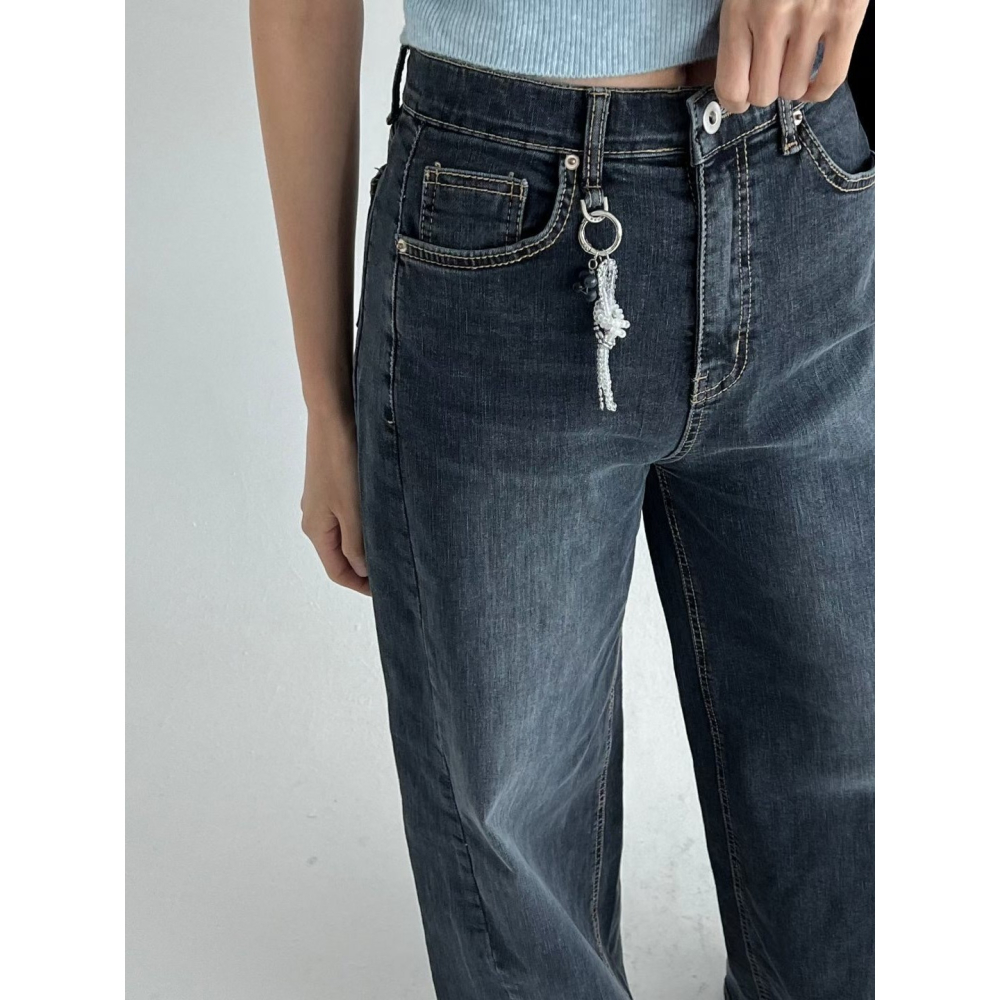 【逆天長腿】顯瘦高腰百搭神褲．ᴠɴ｜正韓🇰🇷 - 韓國女裝｜斜縫線寬版喇叭牛仔褲 韓國牛仔褲-細節圖4