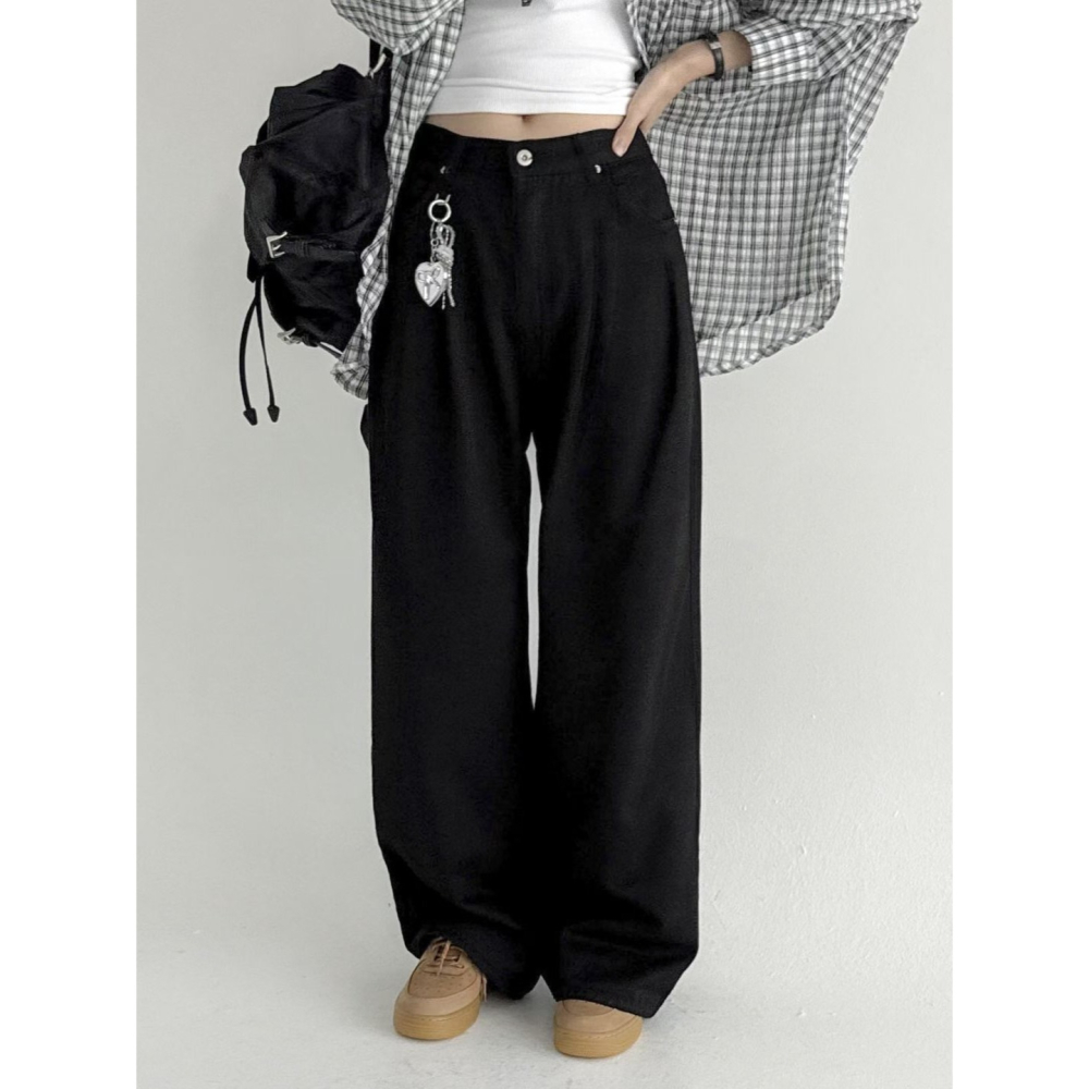 【極簡高級】率性個性寬褲．ᴠɴ｜正韓🇰🇷 - 韓國女裝｜人造絲褶皺寬褲-細節圖5