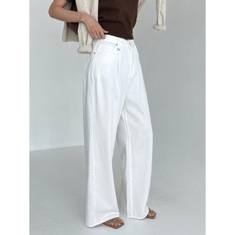 【極簡高級】率性個性寬褲．ᴠɴ｜正韓🇰🇷 - 韓國女裝｜人造絲褶皺寬褲-細節圖8