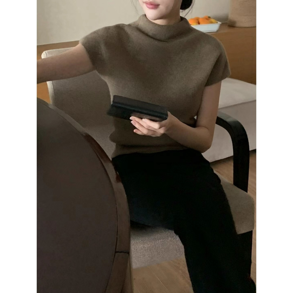 VENUSY｜正韓🇰🇷 - 質感羊毛✓ 韓國女裝｜喀什米爾羊毛半中高領針織上衣-細節圖4