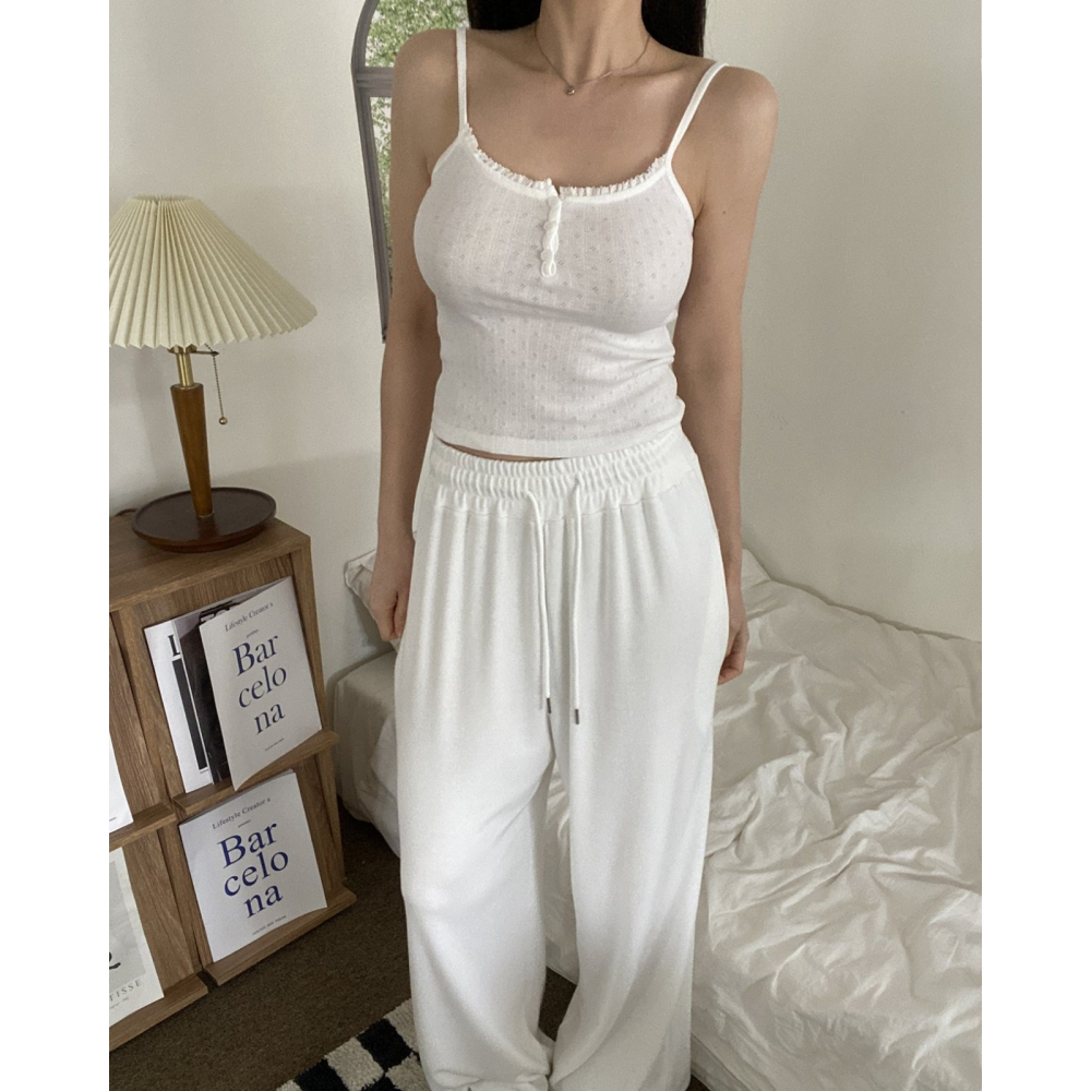 VENUSY｜正韓🇰🇷 - 𝟷𝟶𝟶%棉☀ 韓國女裝｜純棉鏤空蕾絲背心-細節圖7