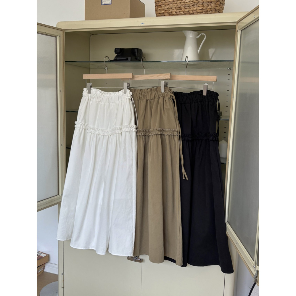 【高腰顯瘦】漫步女神 文青長裙．ᴠɴ｜正韓🇰🇷 - 韓國女裝｜純棉荷葉邊長裙-細節圖11