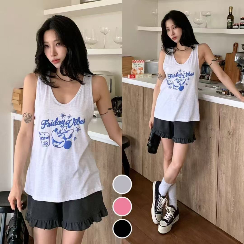 【𝟷𝟶𝟶%棉】冰涼無袖背心．ᴠɴ｜正韓🇰🇷 - 正版迪士尼☀ 韓國女裝｜純棉米妮冰涼無袖背心-細節圖6