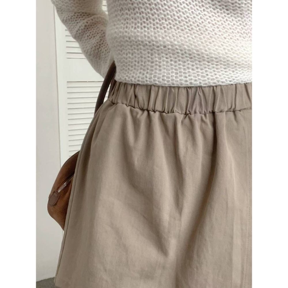 【𝟷𝟶𝟶%棉】百搭休閒高腰褲裙．ᴠɴ｜正韓🇰🇷 - 韓國女裝｜純棉側開衩褲裙-細節圖7