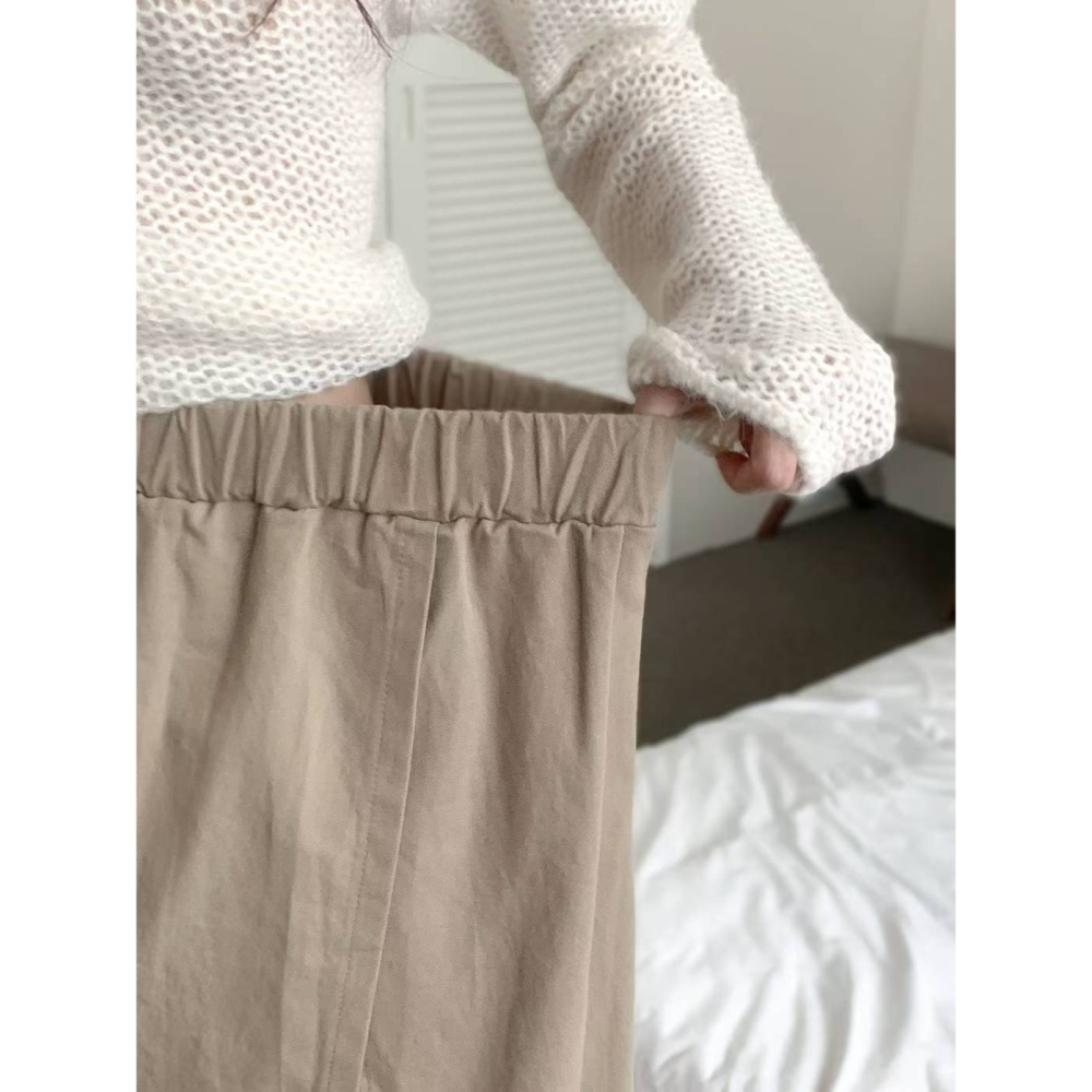 【𝟷𝟶𝟶%棉】百搭休閒高腰褲裙．ᴠɴ｜正韓🇰🇷 - 韓國女裝｜純棉側開衩褲裙-細節圖8