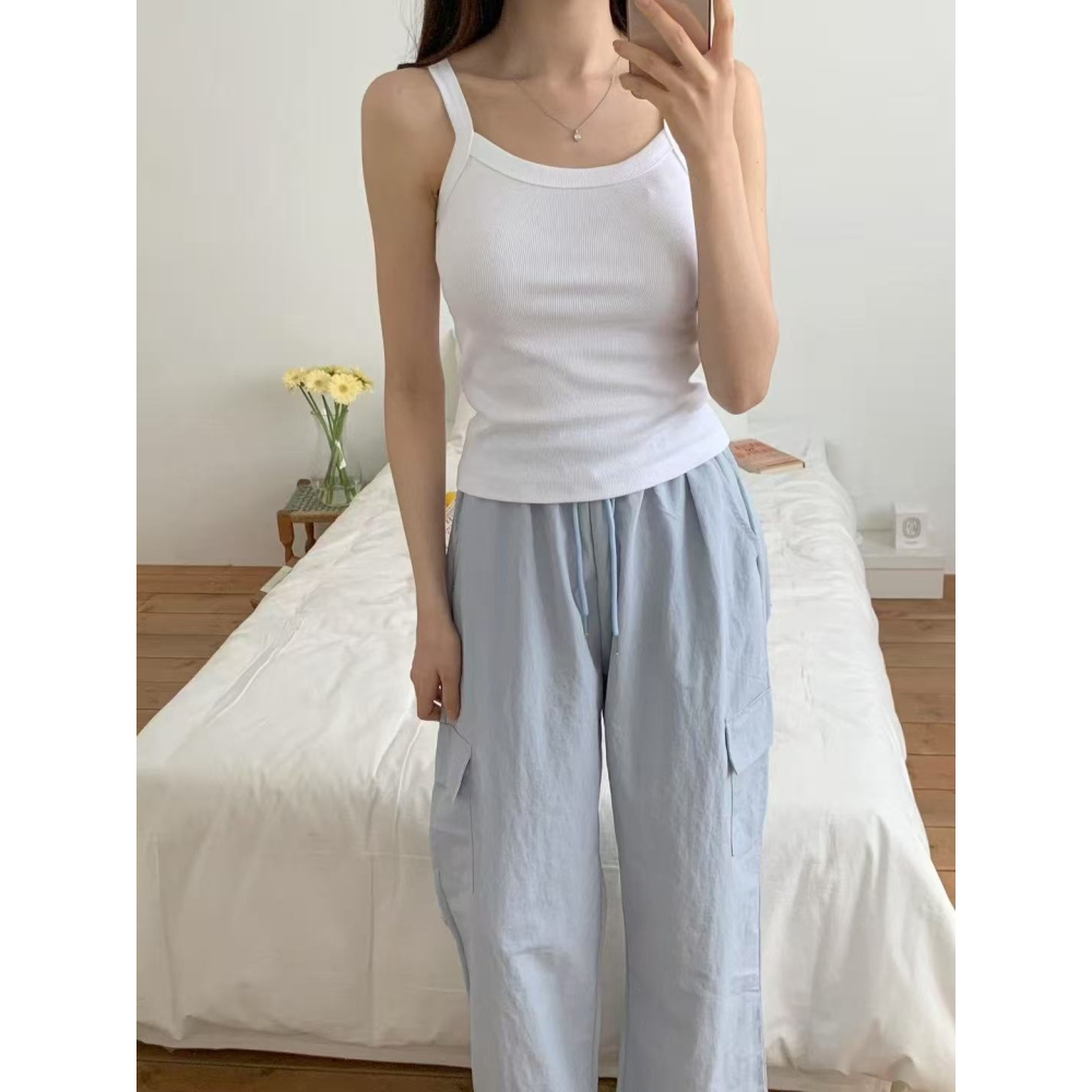 【遮副乳極佳】𝟫𝟧%棉無袖背心．ᴠɴ｜正韓🇰🇷 -  透氣舒適☀ 韓國女裝｜羅紋無袖背心-細節圖2