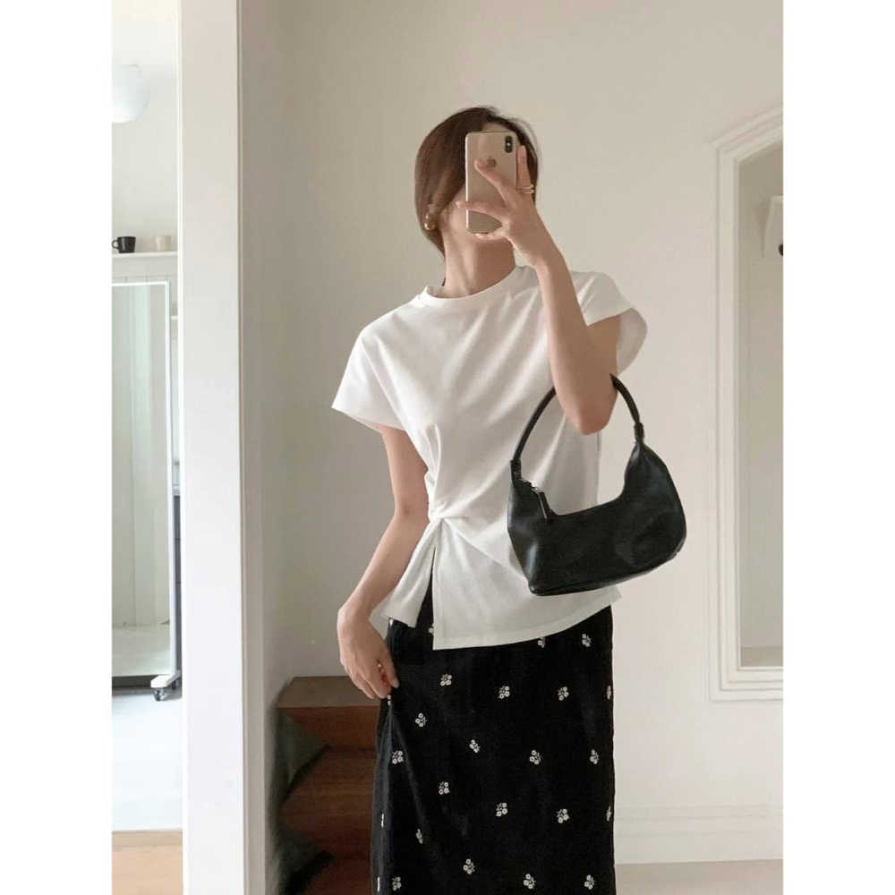 VENUSY｜正韓🇰🇷 - 韓國女裝｜扭結短袖T恤 韓國T恤-細節圖2