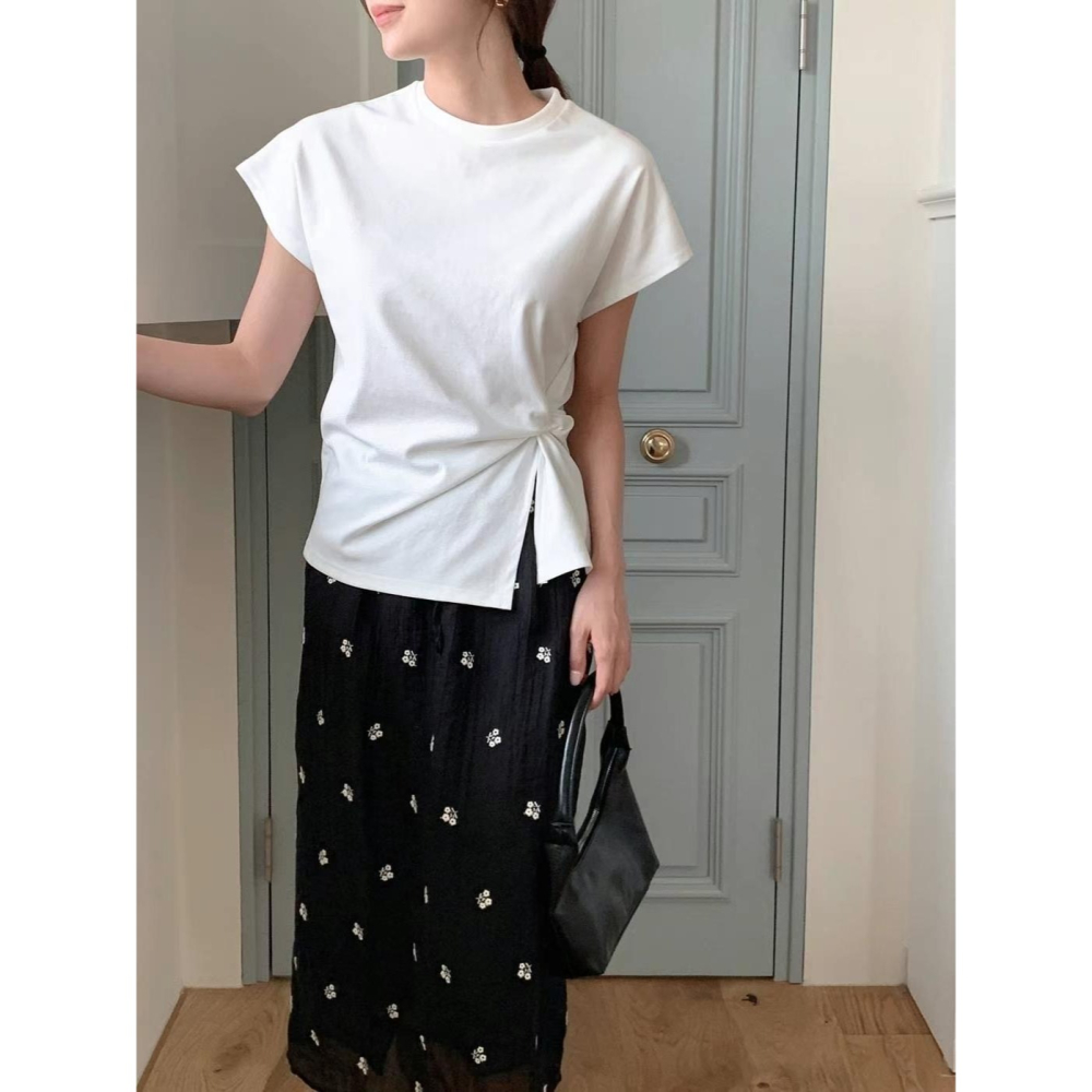 VENUSY｜正韓🇰🇷 - 韓國女裝｜扭結短袖T恤 韓國T恤-細節圖3