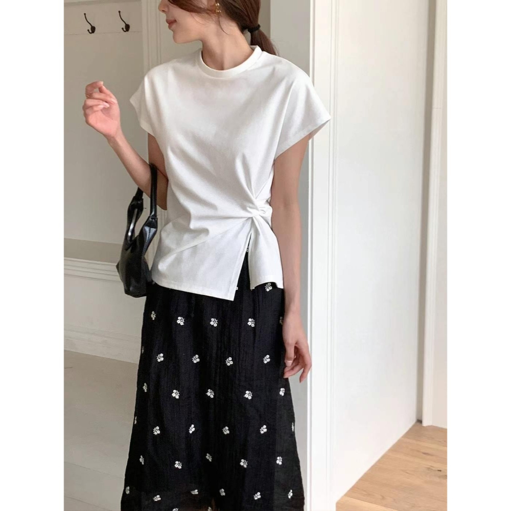 VENUSY｜正韓🇰🇷 - 韓國女裝｜扭結短袖T恤 韓國T恤-細節圖4