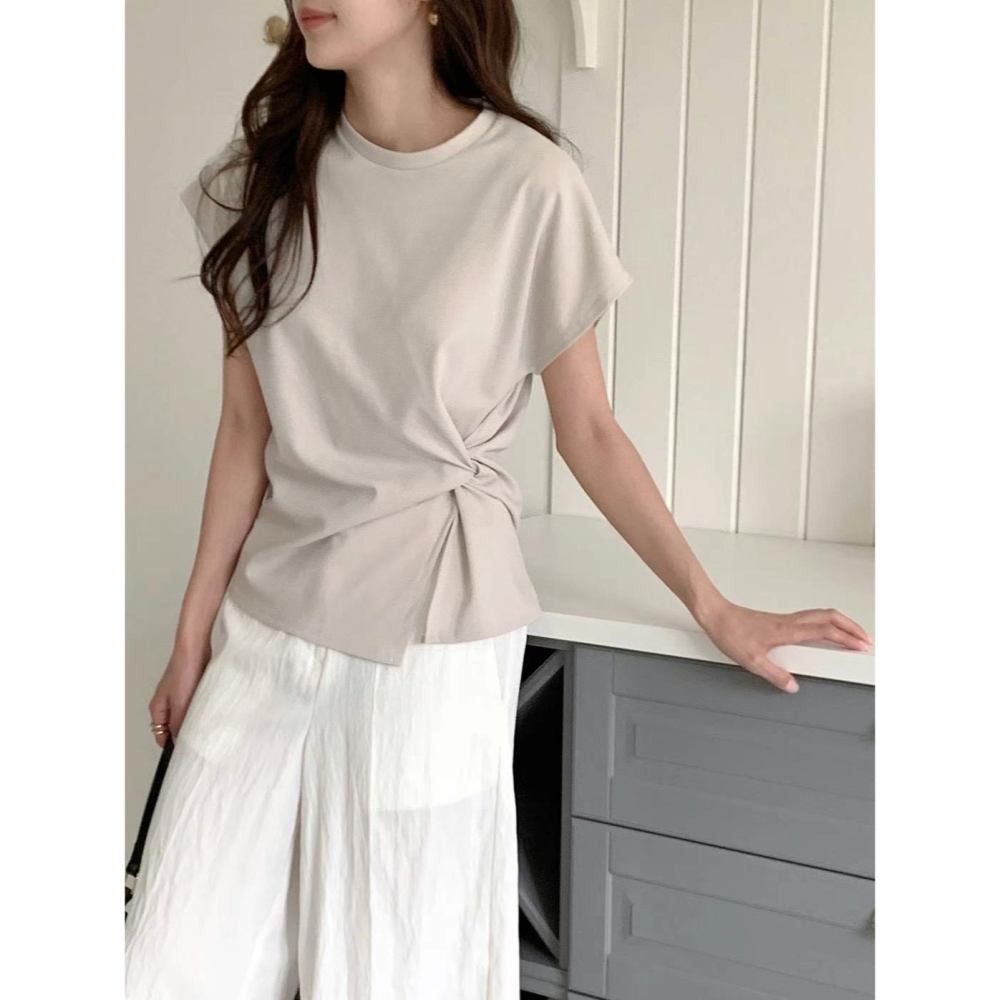 VENUSY｜正韓🇰🇷 - 韓國女裝｜扭結短袖T恤 韓國T恤-細節圖8