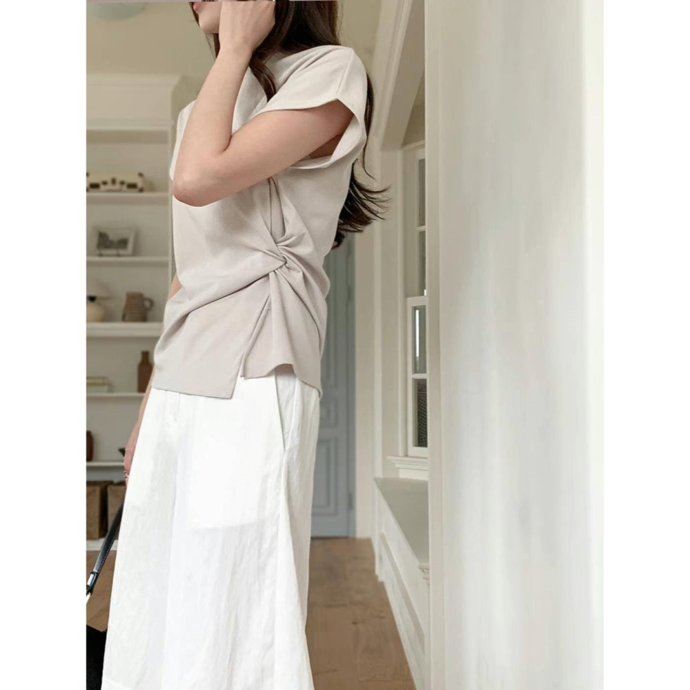 VENUSY｜正韓🇰🇷 - 韓國女裝｜扭結短袖T恤 韓國T恤-細節圖10