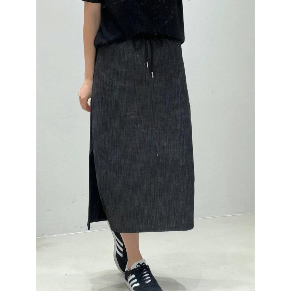 VENUSY｜正韓🇰🇷 - 純棉透氣舒適☀ 韓國女裝｜純棉牛仔棉疊搭中長裙-細節圖7