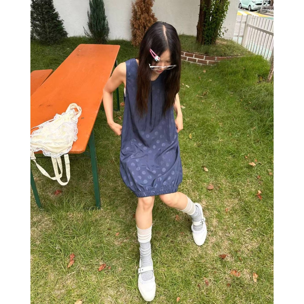 VENUSY｜正韓🇰🇷 - 韓國女裝｜圓點無袖南瓜洋裝 韓國洋裝-細節圖6