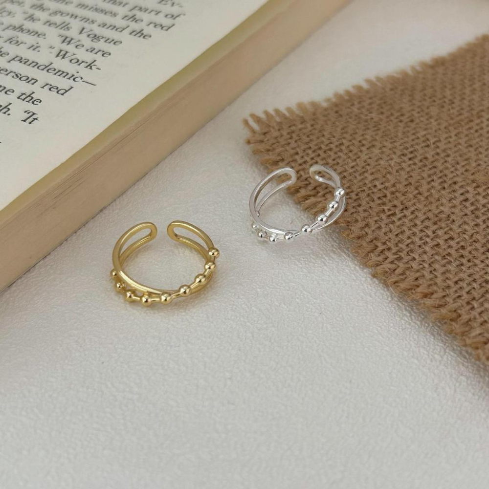 VENUSY | S925純銀鍍18k金｜永恆界線・圓珠銀戒-細節圖2