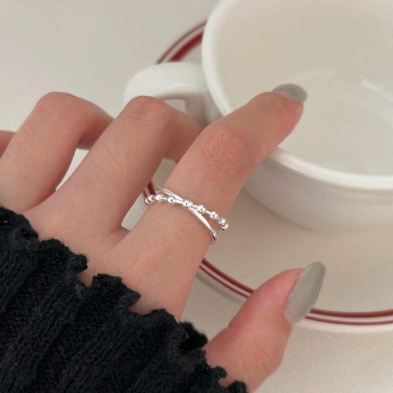 VENUSY | S925純銀鍍18k金｜永恆界線・圓珠銀戒-細節圖3