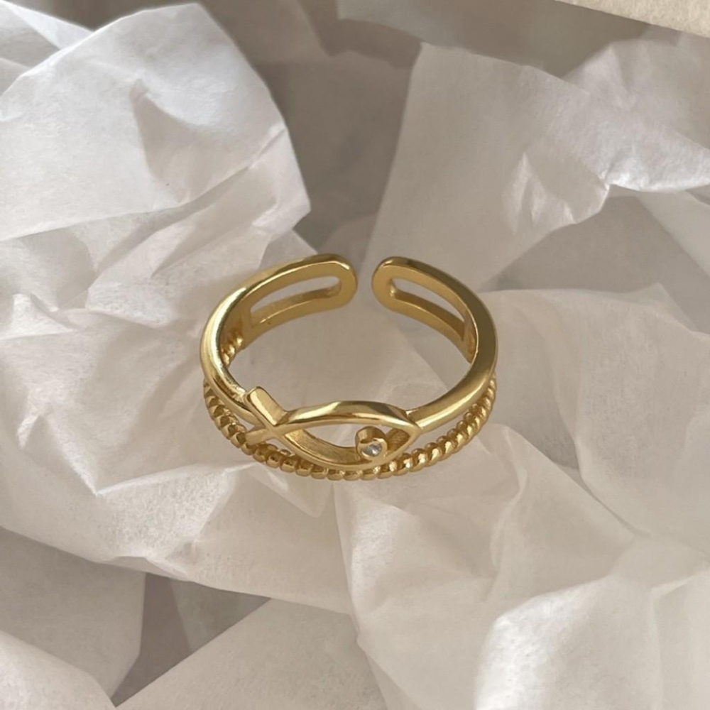 VENUSY | S925純銀鍍18k金｜魚影輕語・開環銀飾-細節圖3