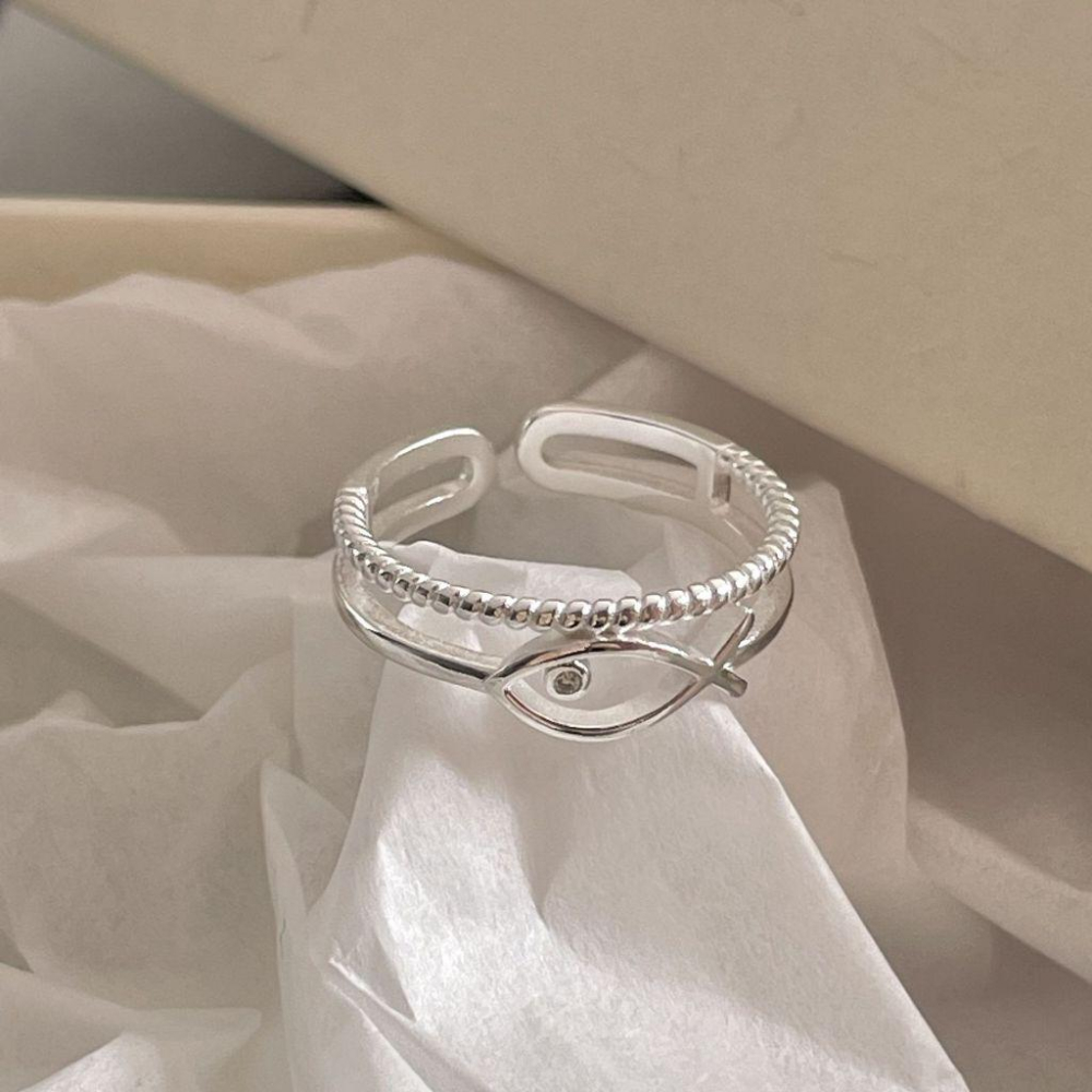 VENUSY | S925純銀鍍18k金｜魚影輕語・開環銀飾-細節圖4