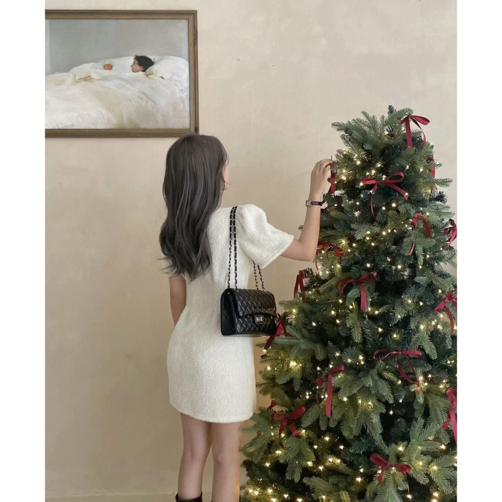 VENUSY｜正韓🇰🇷 - 秋季東大門選品✔ 韓國女裝｜澎澎袖短洋裝 韓國洋裝 婚禮-細節圖4