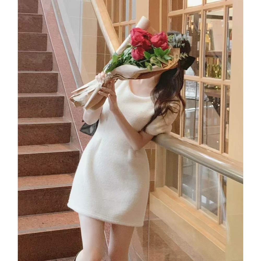 VENUSY｜正韓🇰🇷 - 秋季東大門選品✔ 韓國女裝｜澎澎袖短洋裝 韓國洋裝 婚禮-細節圖5