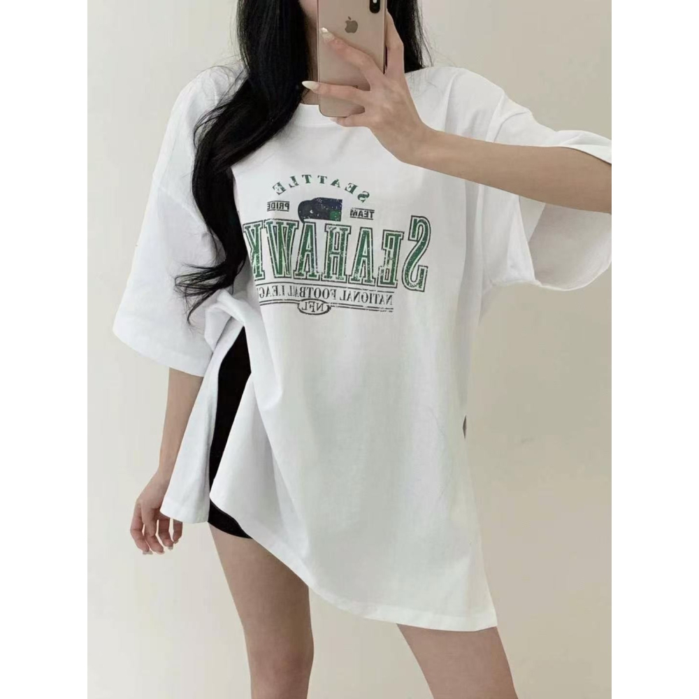 VENUSY｜正韓🇰🇷 - 純棉舒適☀ 韓國女裝｜純棉落肩寬鬆T恤 韓國T恤-細節圖2