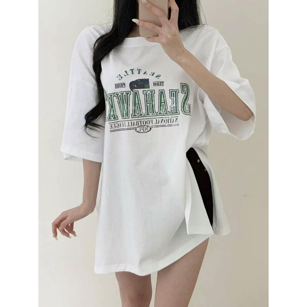 VENUSY｜正韓🇰🇷 - 純棉舒適☀ 韓國女裝｜純棉落肩寬鬆T恤 韓國T恤-細節圖4