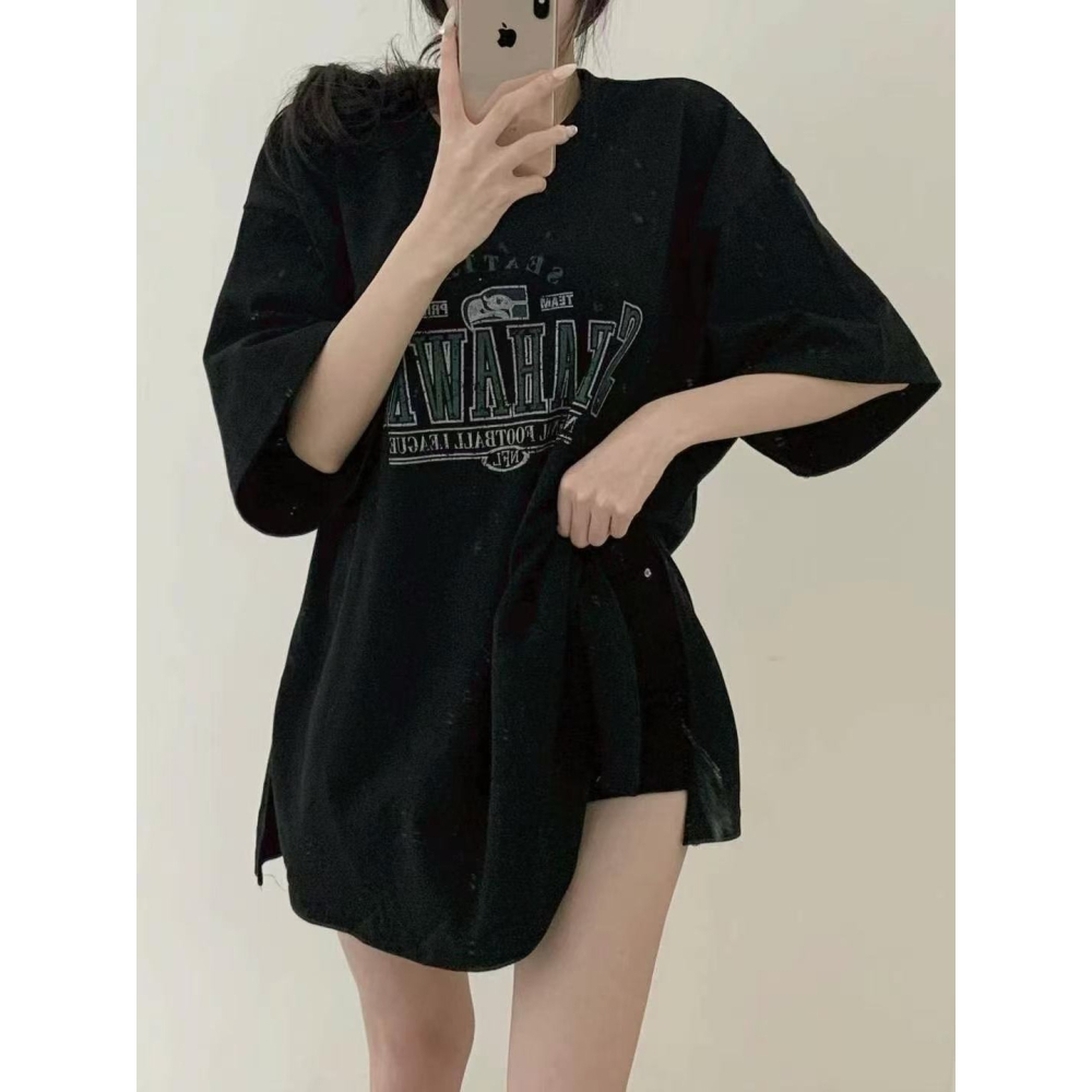 VENUSY｜正韓🇰🇷 - 純棉舒適☀ 韓國女裝｜純棉落肩寬鬆T恤 韓國T恤-細節圖7