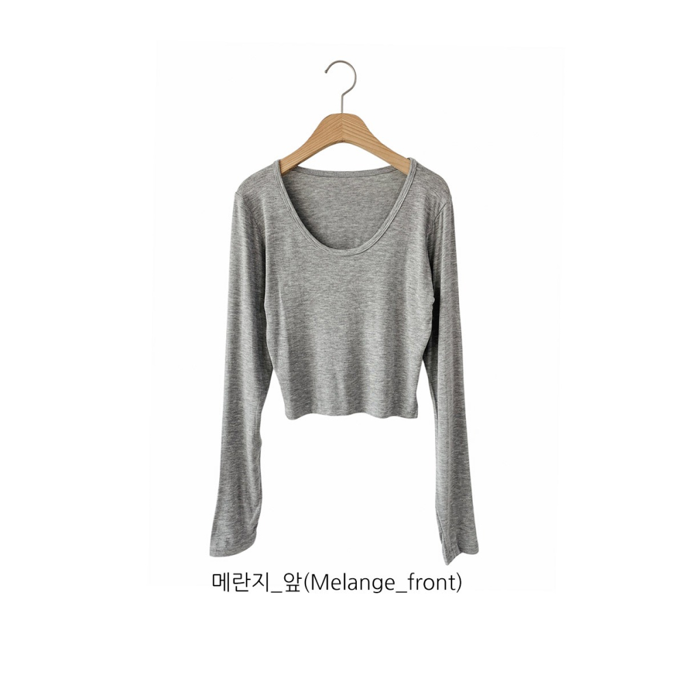 VENUSY｜正韓🇰🇷 - 柔軟修身✓ 韓國女裝｜短版U領長袖T恤 韓國T恤-細節圖9