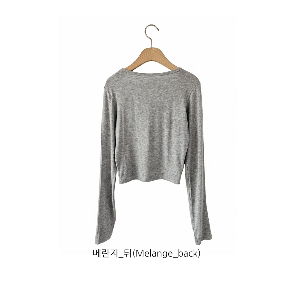 VENUSY｜正韓🇰🇷 - 柔軟修身✓ 韓國女裝｜短版U領長袖T恤 韓國T恤-細節圖10