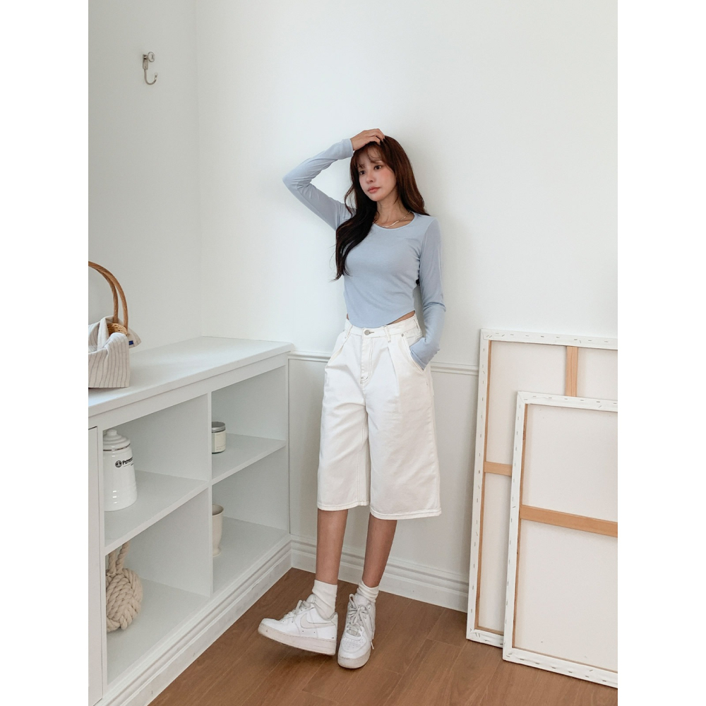 VENUSY｜正韓🇰🇷 - 𝟧 ᴄᴏʟᴏʀꜱ♥︎ 韓國女裝｜圓領修身長袖T恤 韓國T恤-細節圖7