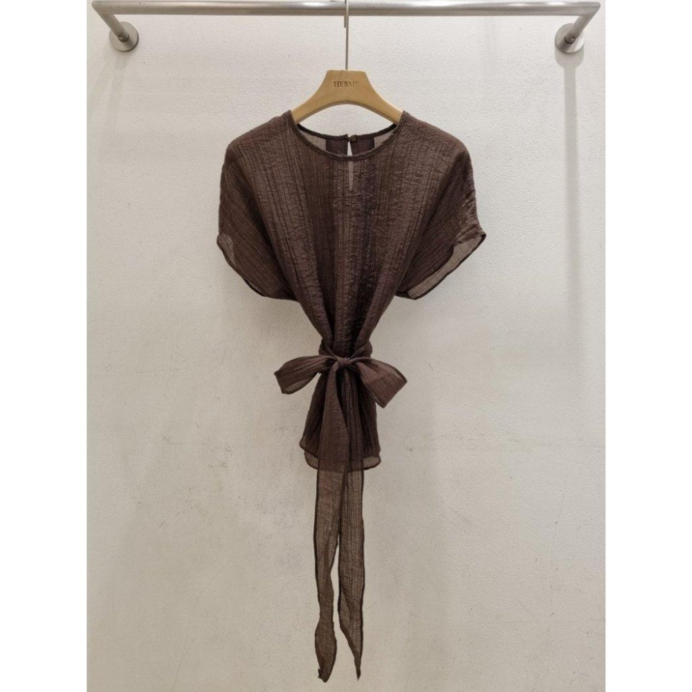 VENUSY｜正韓🇰🇷 - 韓國女裝｜天絲透光綁帶襯衫 韓國襯衫-細節圖9