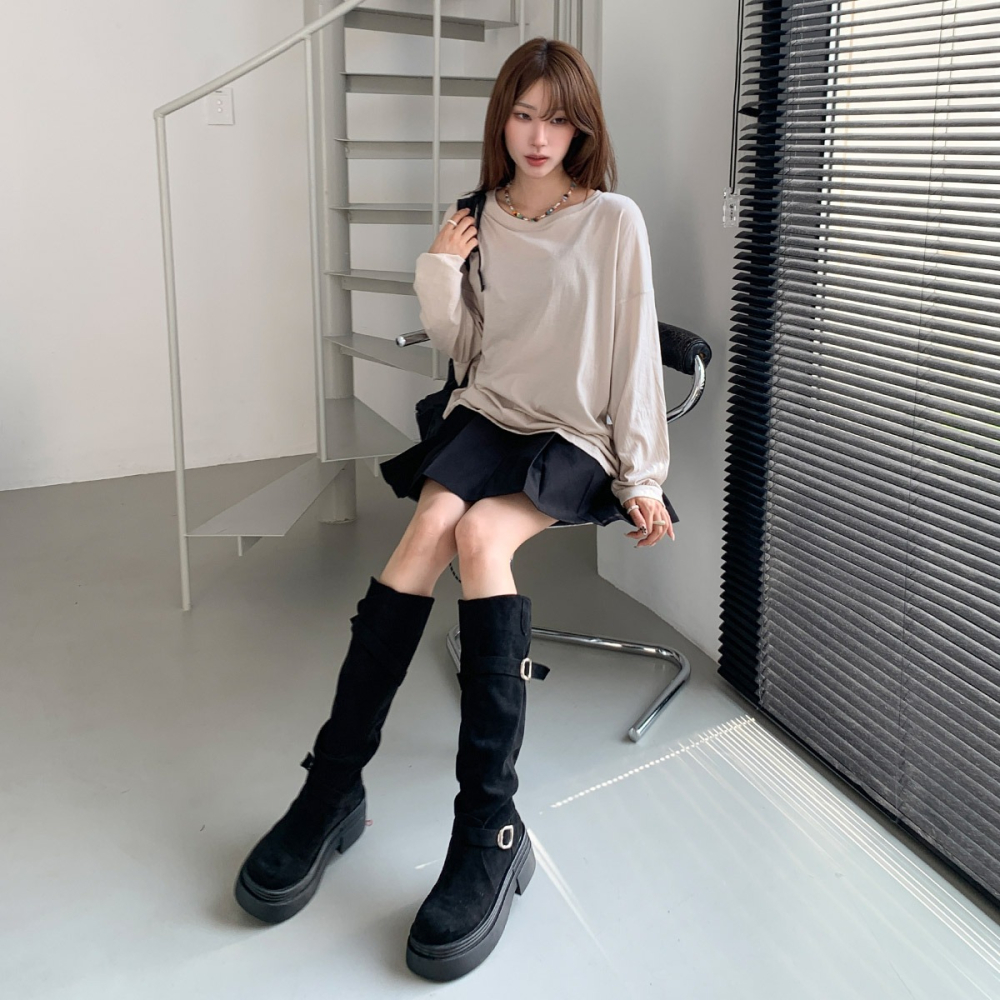 VENUSY｜正韓🇰🇷 - 棉質親膚☻ 韓國女裝｜長袖落肩寬鬆T恤 韓國T恤-細節圖2