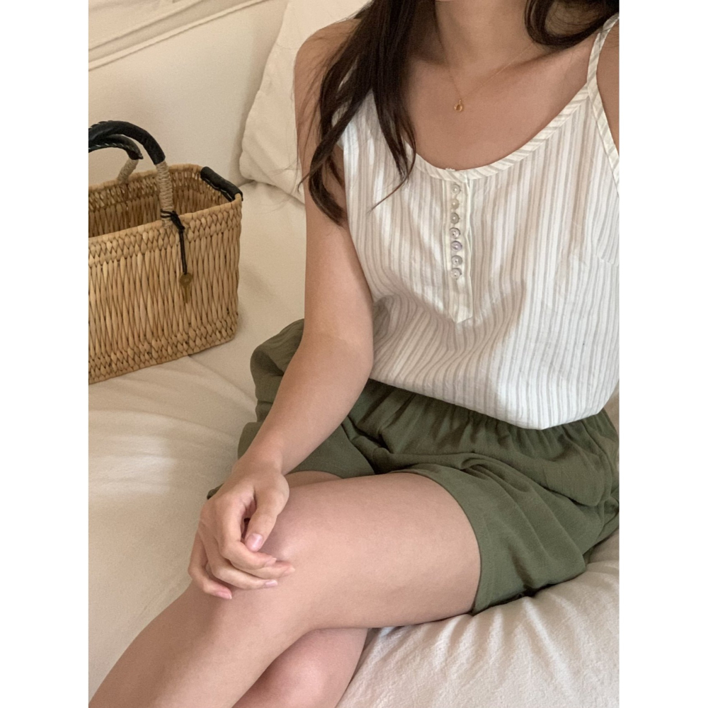 [限量感謝回饋] VENUSY｜正韓🇰🇷 - 𝟷𝟶𝟶%棉☀ 韓國女裝｜純棉無袖條紋襯衫 韓國襯衫-細節圖7