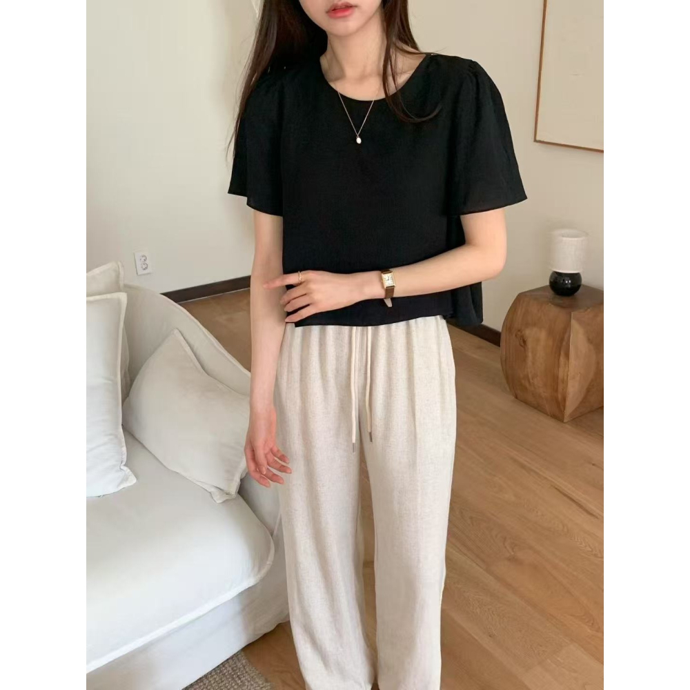 VENUSY｜正韓🇰🇷 - 韓國女裝｜透光泡泡袖短袖襯衫 韓國襯衫-細節圖9