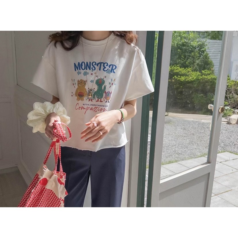 VENUSY｜正韓🇰🇷 - 韓國女裝｜落肩怪獸短袖T恤 韓國T恤-細節圖4
