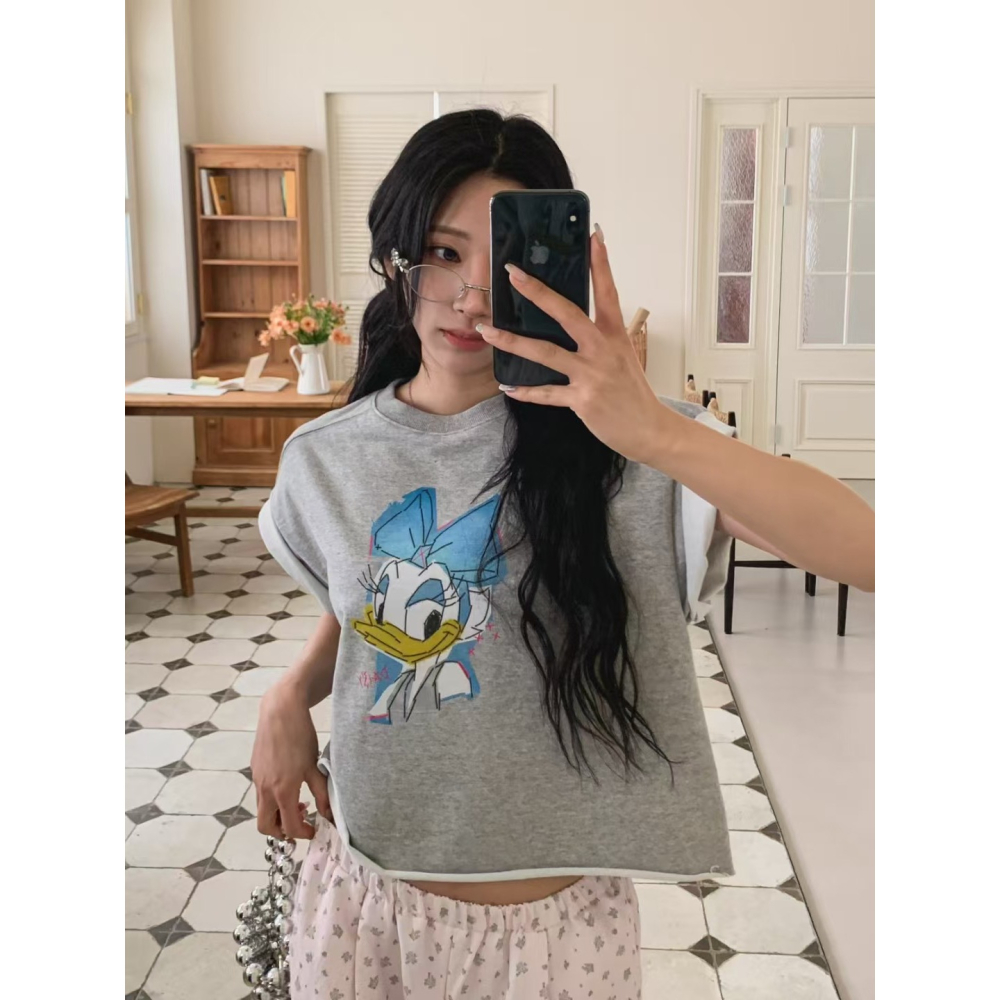VENUSY｜正韓🇰🇷 - 正版迪士尼✓ 韓國女裝｜短版黛絲鴨T恤 韓國T恤-細節圖4