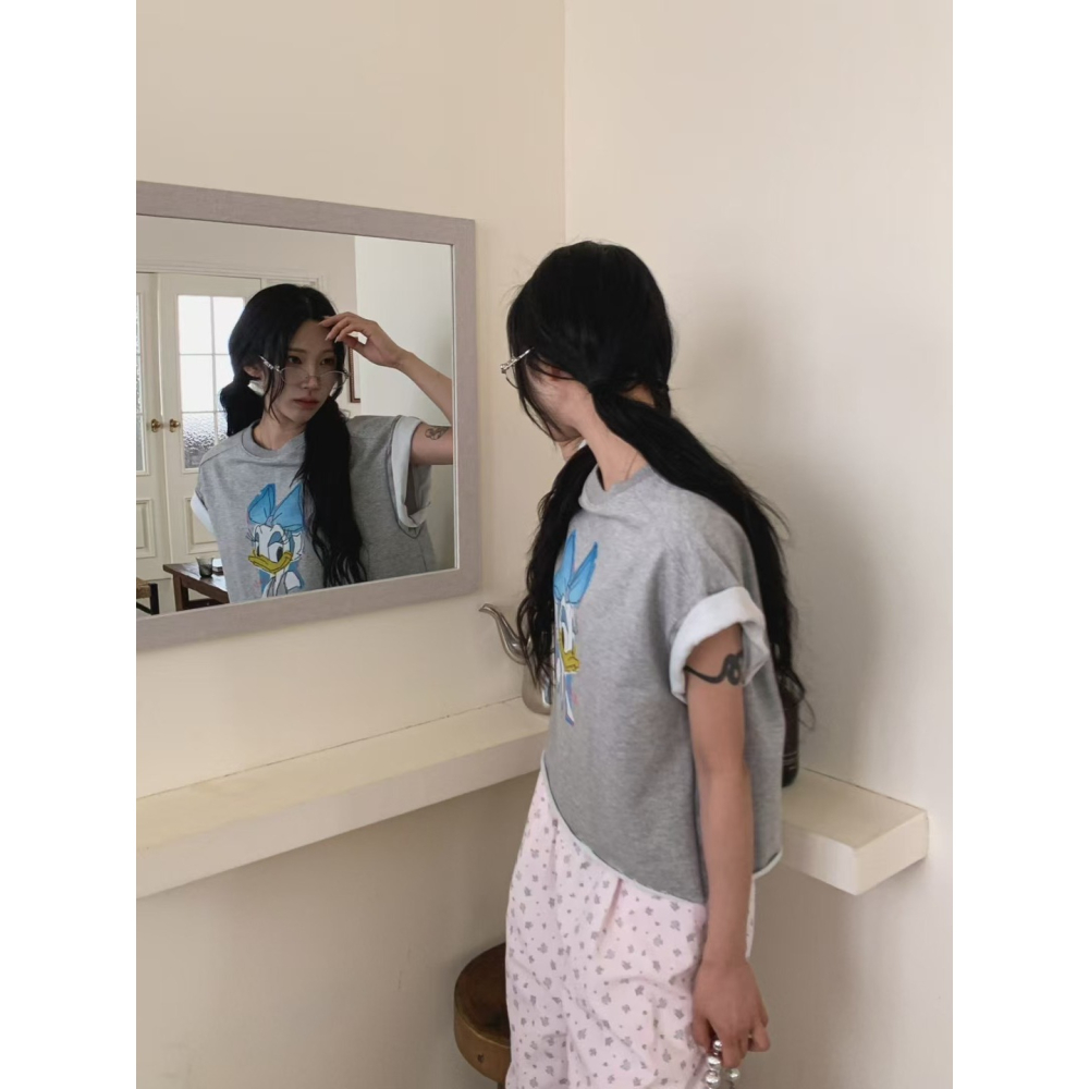 VENUSY｜正韓🇰🇷 - 正版迪士尼✓ 韓國女裝｜短版黛絲鴨T恤 韓國T恤-細節圖5