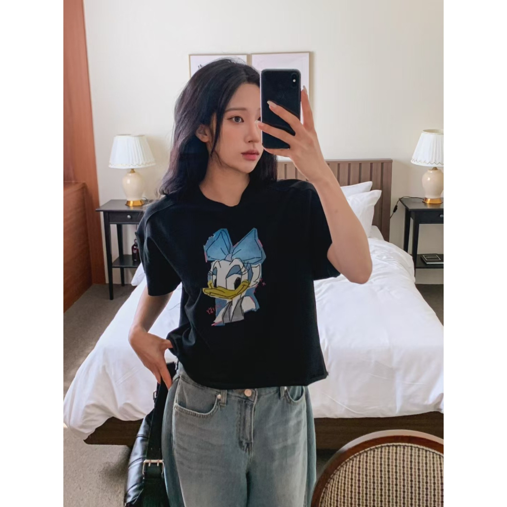 VENUSY｜正韓🇰🇷 - 正版迪士尼✓ 韓國女裝｜短版黛絲鴨T恤 韓國T恤-細節圖8