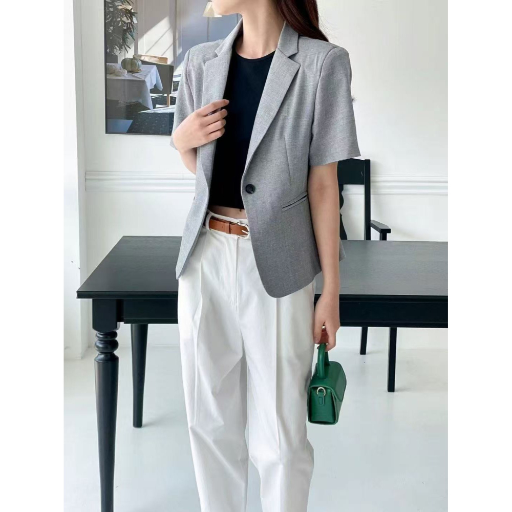 VENUSY｜正韓🇰🇷 - 韓國女裝｜單扣短袖西裝外套-細節圖2