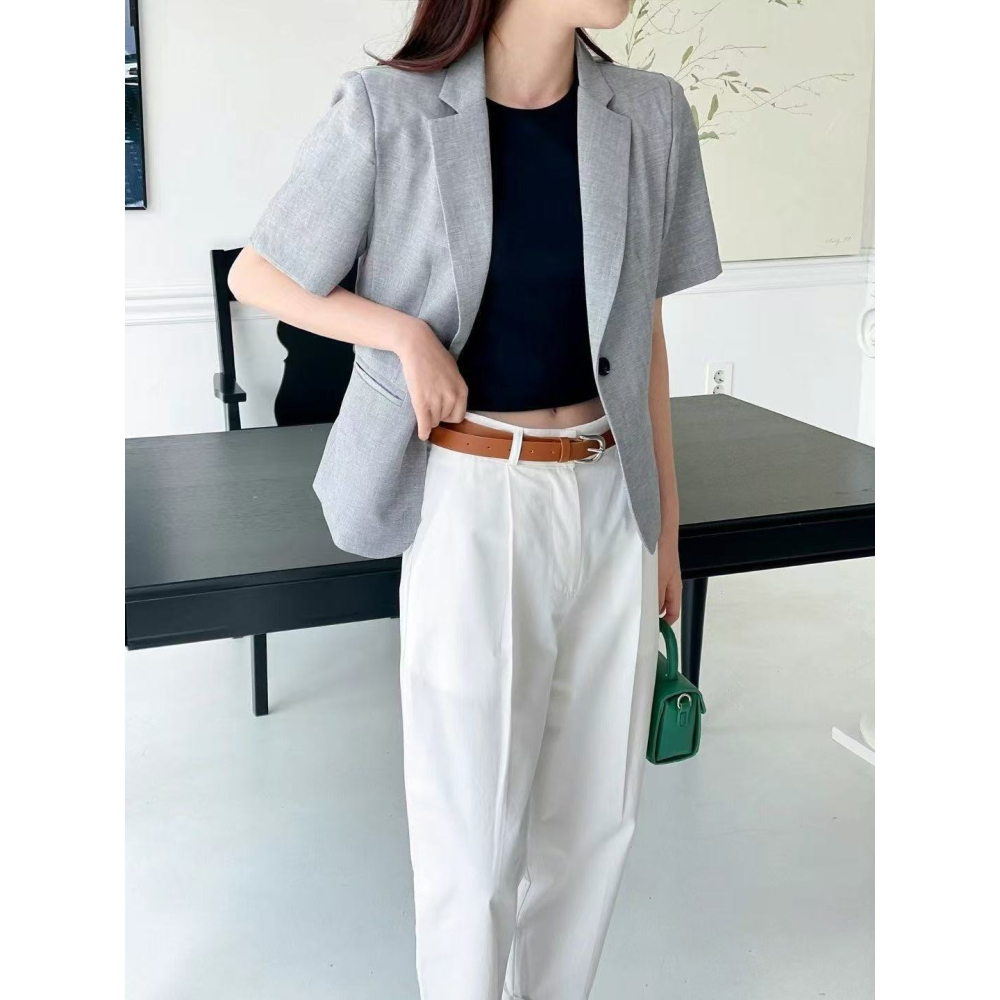 VENUSY｜正韓🇰🇷 - 韓國女裝｜單扣短袖西裝外套-細節圖3