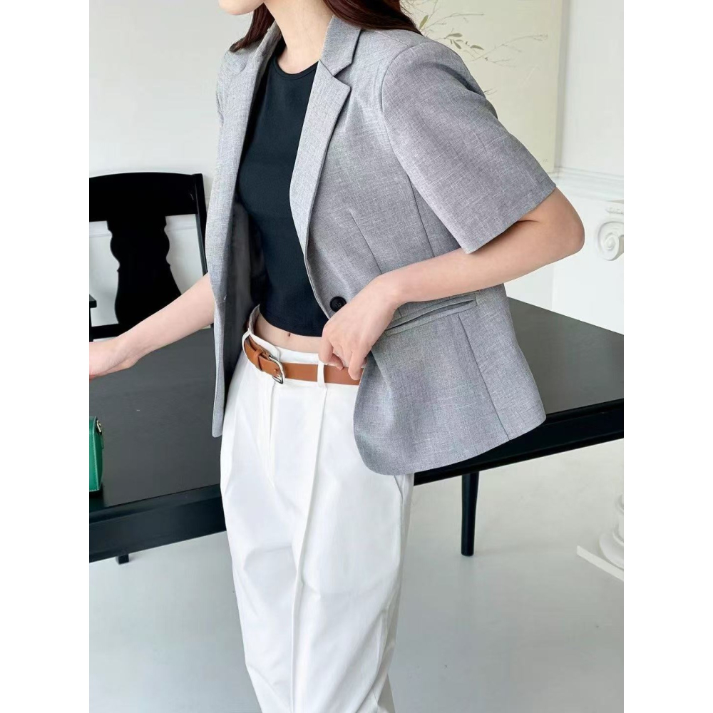 VENUSY｜正韓🇰🇷 - 韓國女裝｜單扣短袖西裝外套-細節圖4