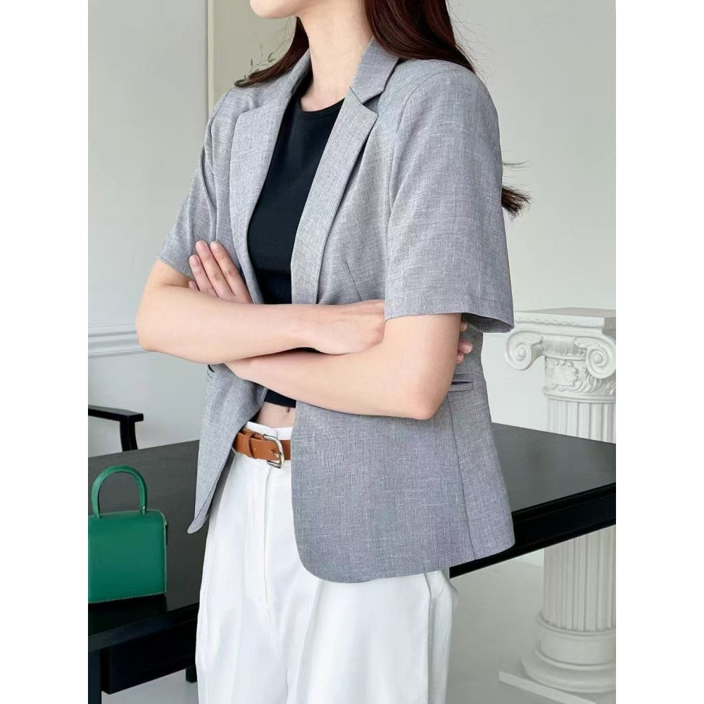 VENUSY｜正韓🇰🇷 - 韓國女裝｜單扣短袖西裝外套-細節圖5