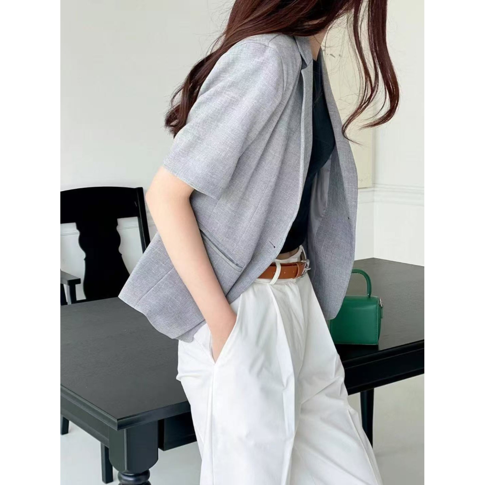 VENUSY｜正韓🇰🇷 - 韓國女裝｜單扣短袖西裝外套-細節圖6