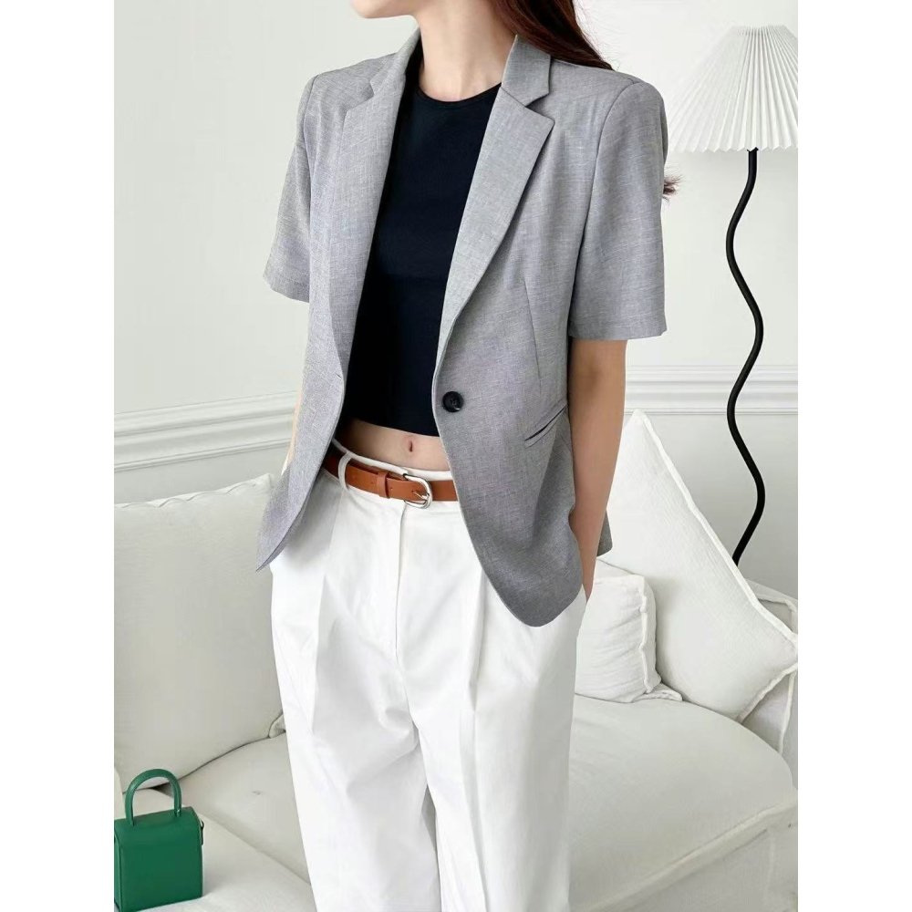 VENUSY｜正韓🇰🇷 - 韓國女裝｜單扣短袖西裝外套-細節圖8