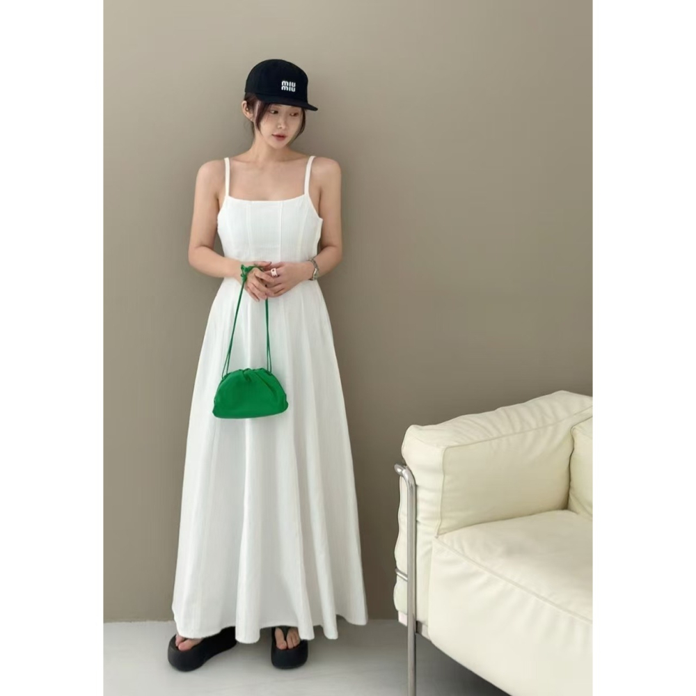 VENUSY｜正韓🇰🇷 - 純棉舒適極美✔ 韓國女裝｜純棉A字型牛仔長洋裝 韓國洋裝-細節圖5