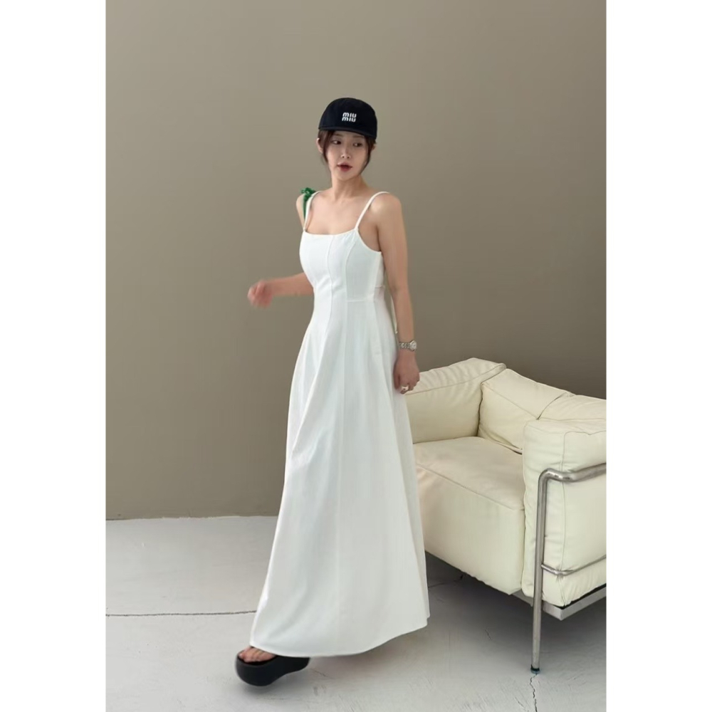 VENUSY｜正韓🇰🇷 - 純棉舒適極美✔ 韓國女裝｜純棉A字型牛仔長洋裝 韓國洋裝-細節圖8