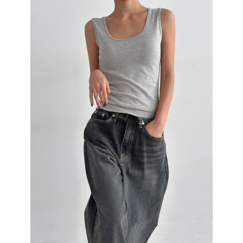 VENUSY｜正韓🇰🇷 - 遮副乳柔滑親膚✔ 韓國女裝｜棉莫代爾U領背心-細節圖3